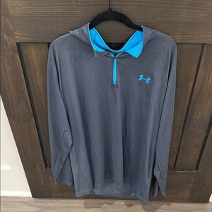 Under Armour Charcoal and Sky Blue Quarter-Zip Hoodie